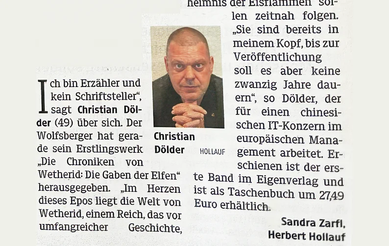 Zeitungsartikel Kleine Zeitung Christian Dölder Fantasy